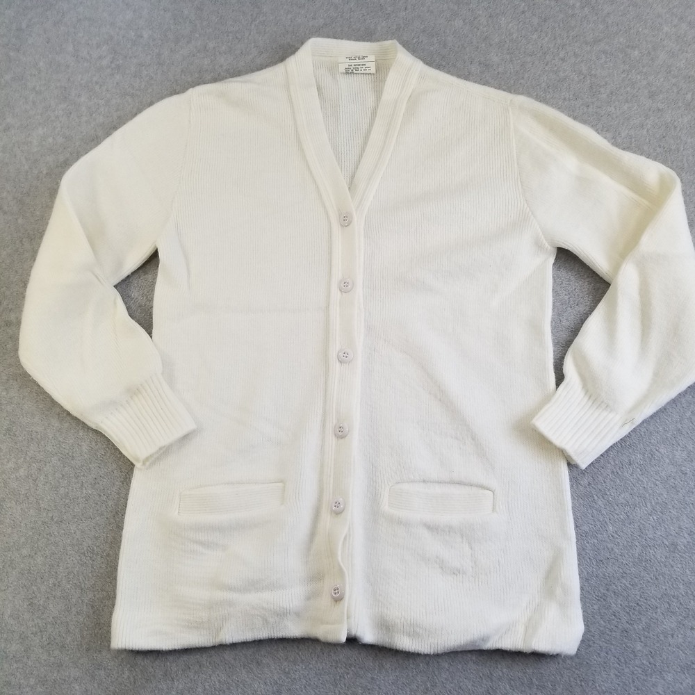 VTG Imperial Knitting Co Cardigan Womens Large White Acrylic Sweater